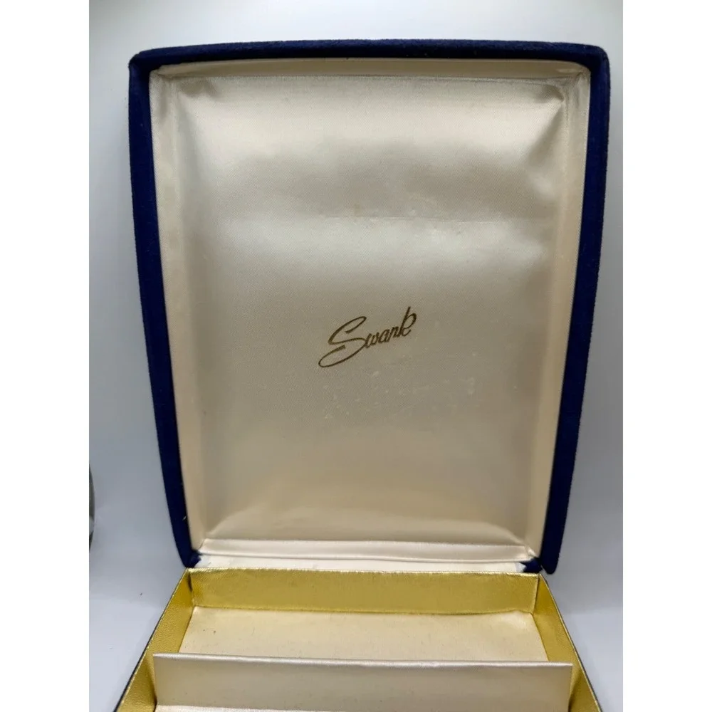 Vintage Empty Swank Display Case Blue Velvet  9